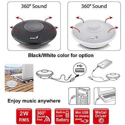 Parlante Genius SP-i150 Recargable Portatil Sonido 360º Negro