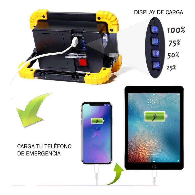 Linterna Y Lampara De Emergencia Y Trabajo Cob 20w Portable