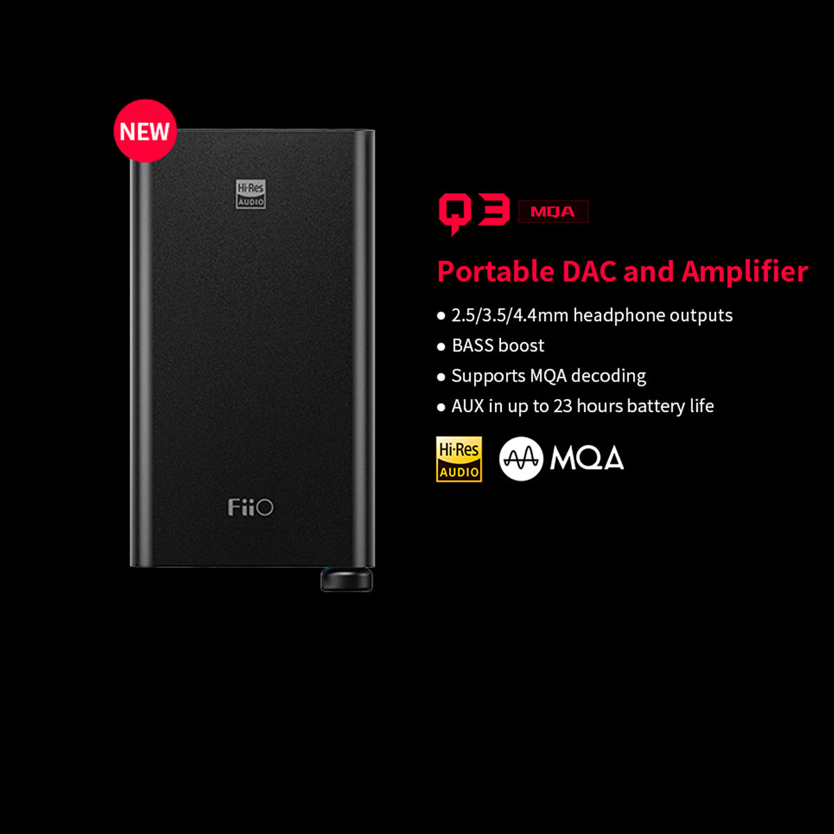 Fiio Q3s MQA Dac USB THX Amplificador Portátil