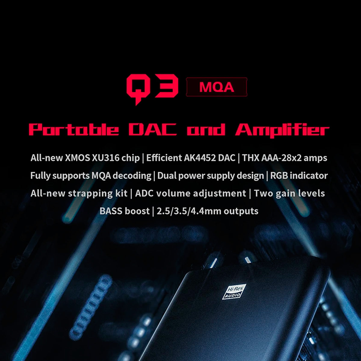 Fiio Q3s MQA Dac USB THX Amplificador Portátil