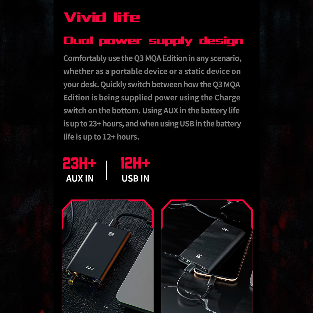 Fiio Q3s MQA Dac USB THX Amplificador Portátil