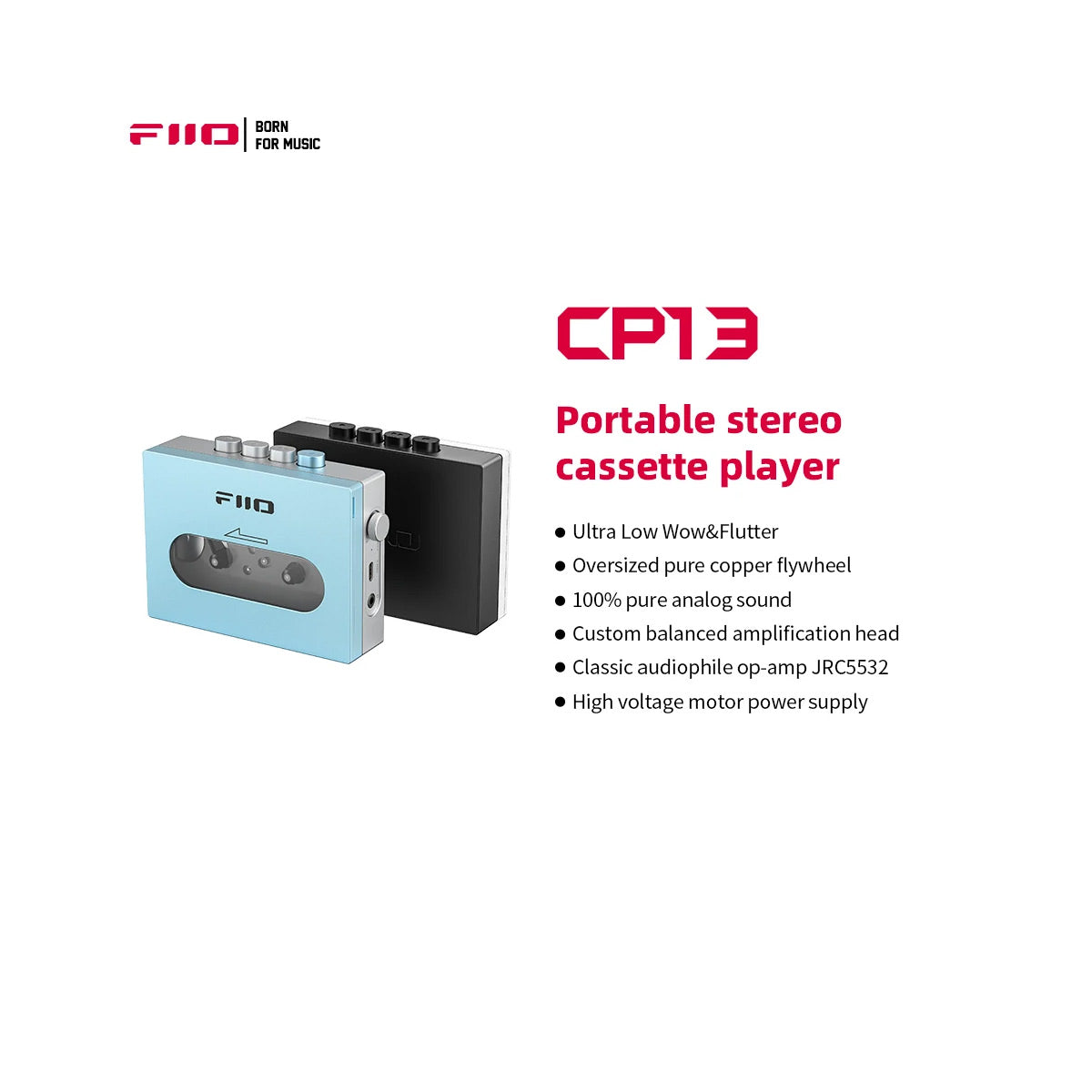 Fiio CP13 Cassette Player Portable Stereo Celeste