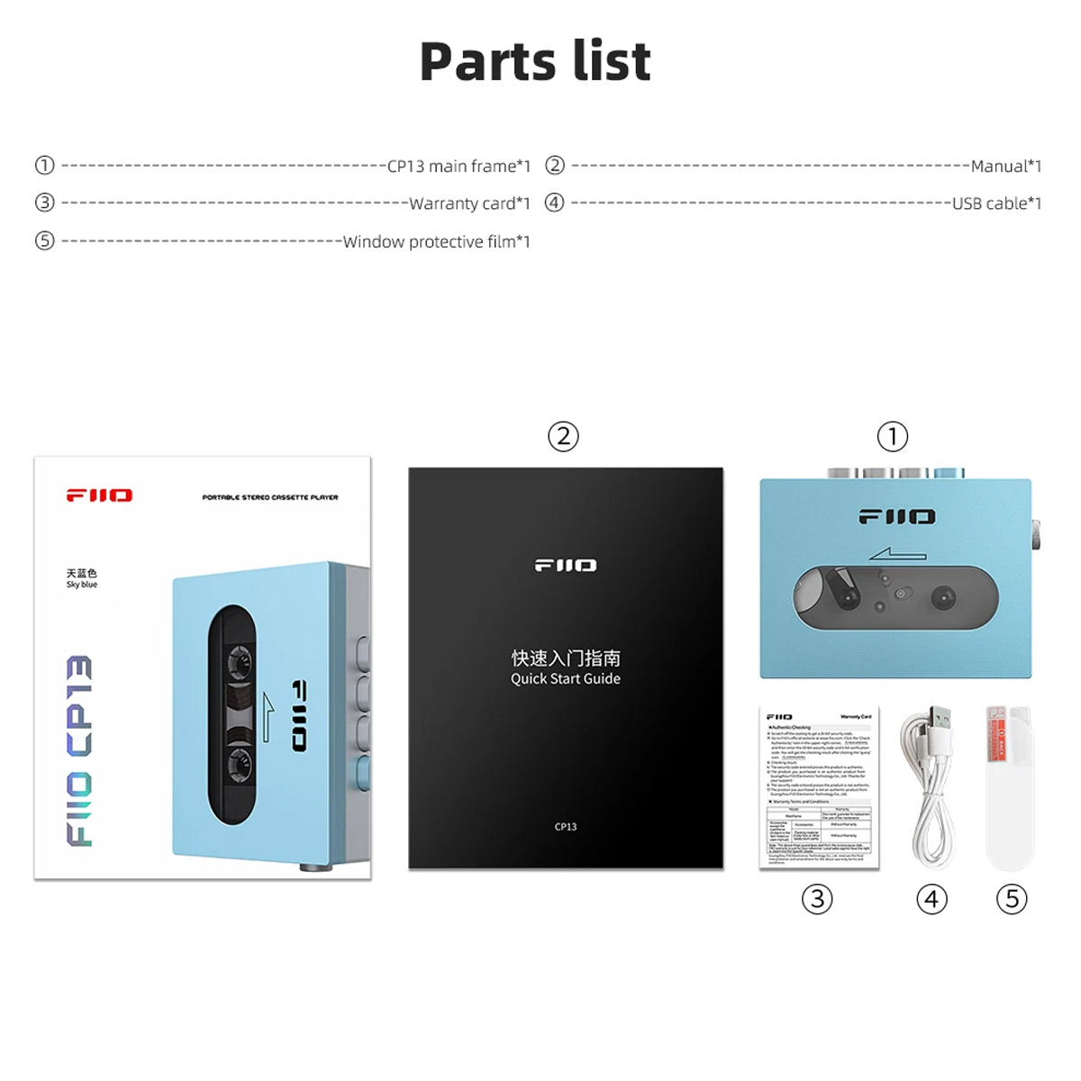 Fiio CP13 Cassette Player Portable Stereo Celeste