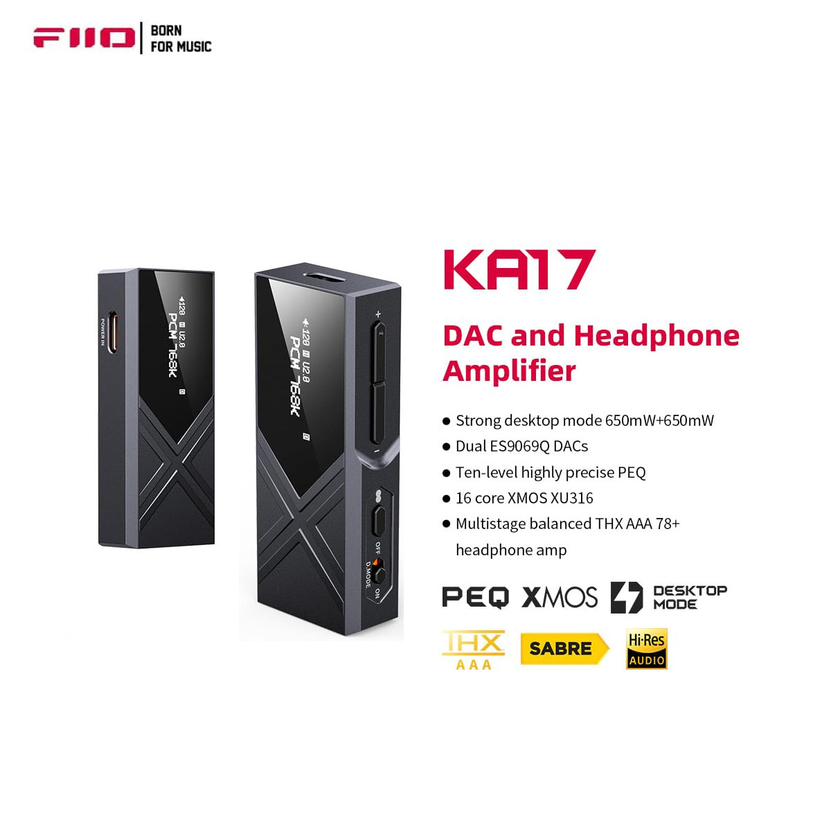 FiiO KA17 Amplificador/DAC portátil tipo dongle