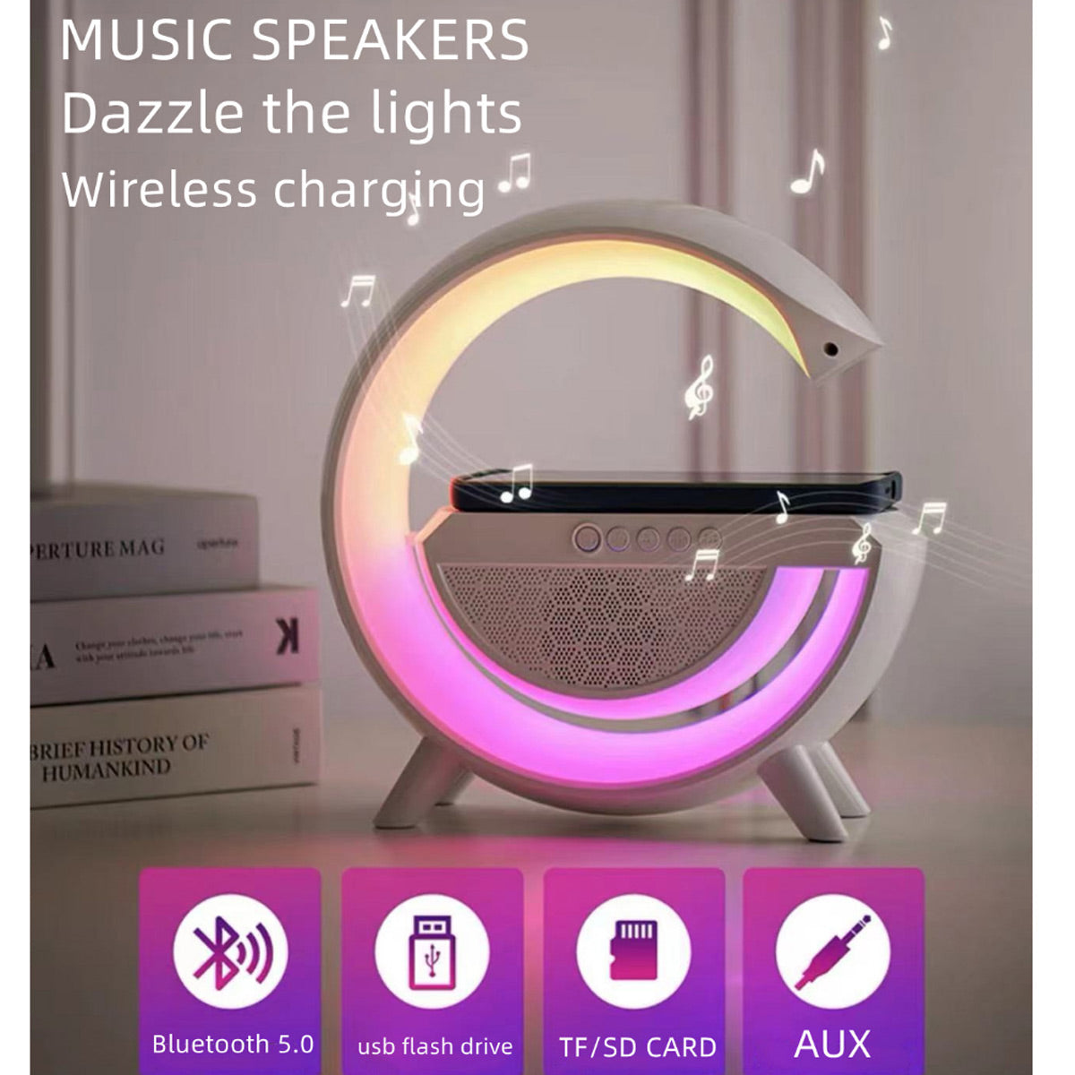 Parlante Portatil Bluetooth Cargador Lampara Led