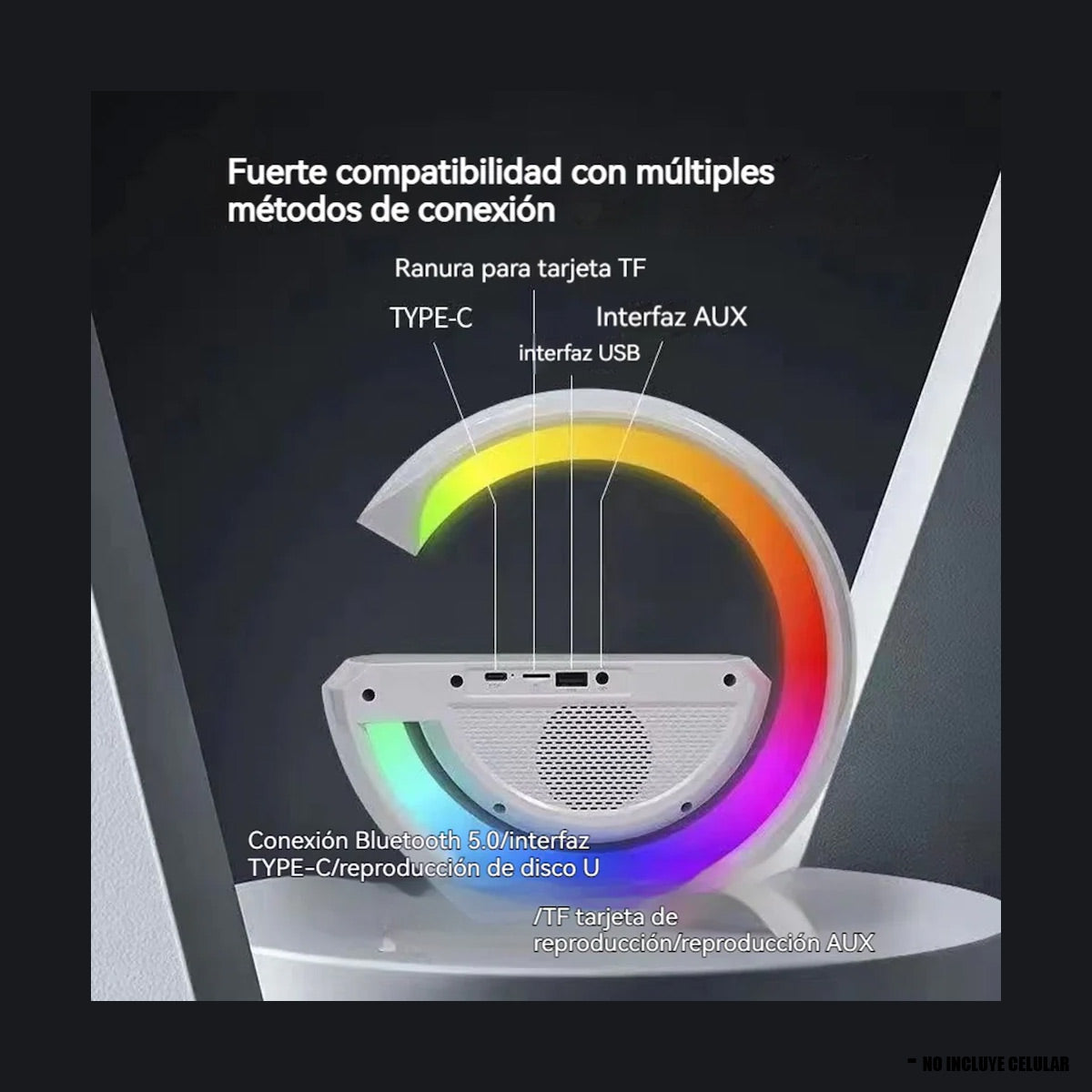 Parlante Portatil Bluetooth Pantalla Digital Cargador Lampara