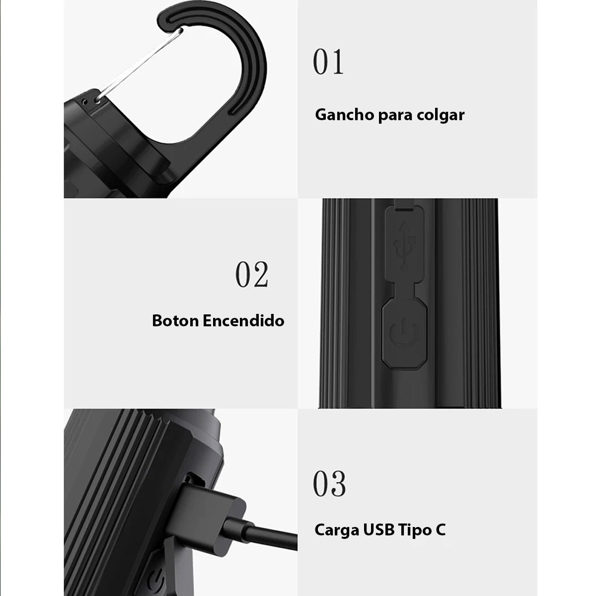 Lampara recargable Led de Alto Brillo 3 Modos -Modelo b