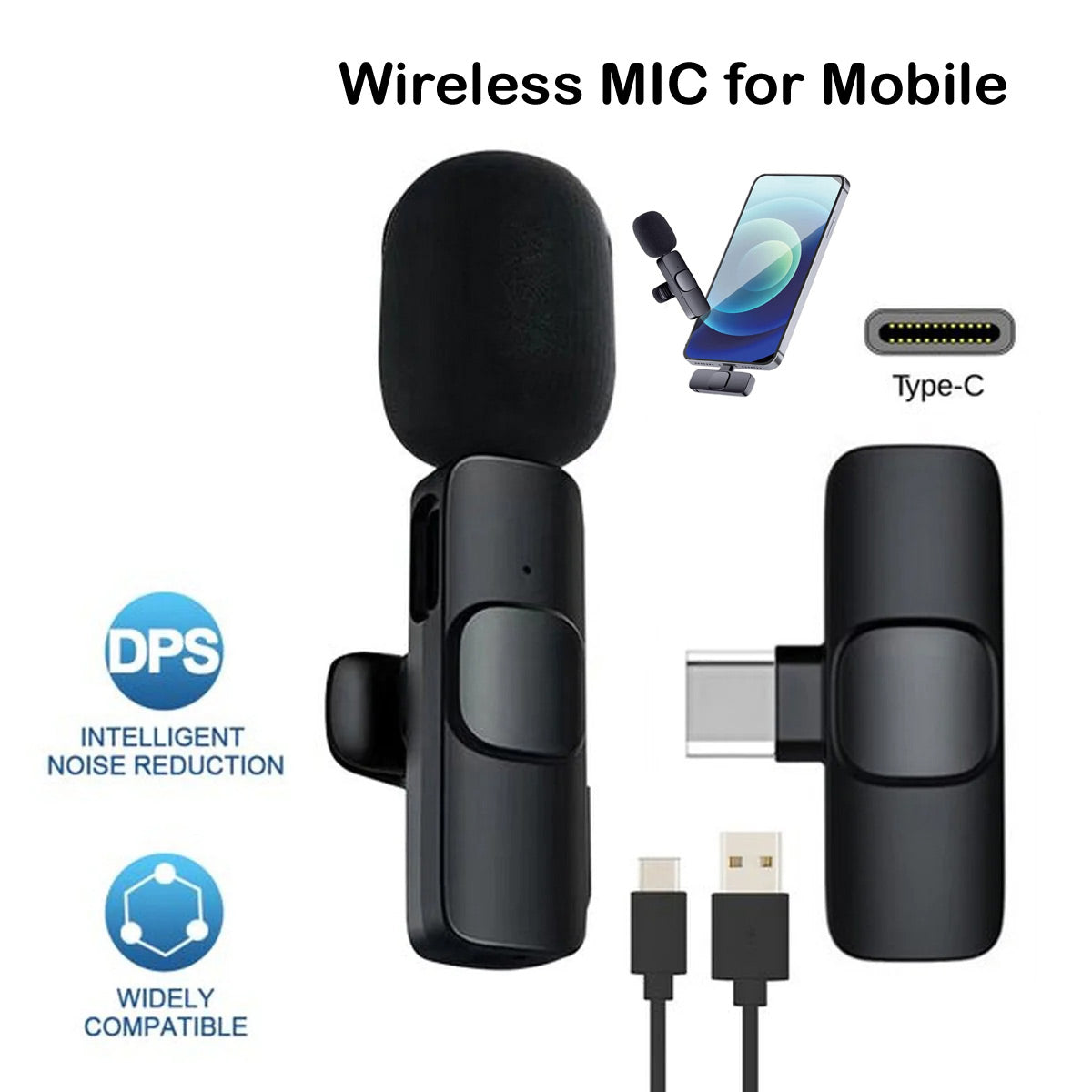 Micrófono Lavalier inalámbrico K8 USB Tipo C