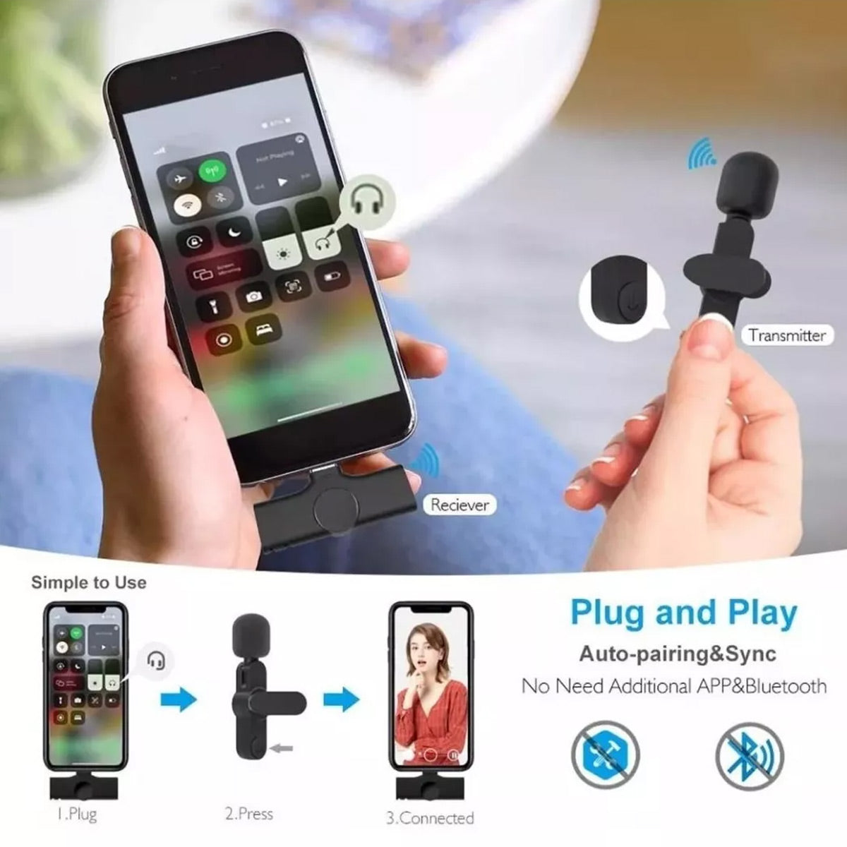 Micrófono Lavalier inalámbrico K9 Doble USB Tipo C