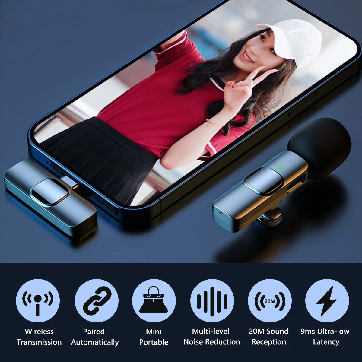 Micrófono Lavalier inalámbrico K9 Doble USB Tipo C