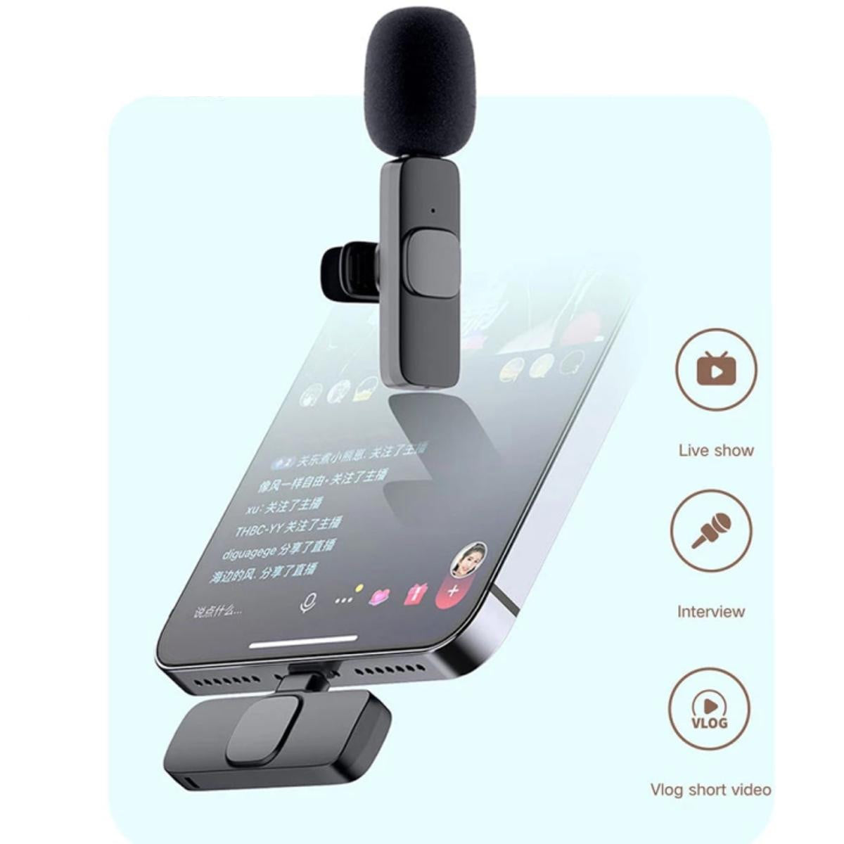 Micrófono Lavalier inalámbrico K9 Doble USB Tipo C
