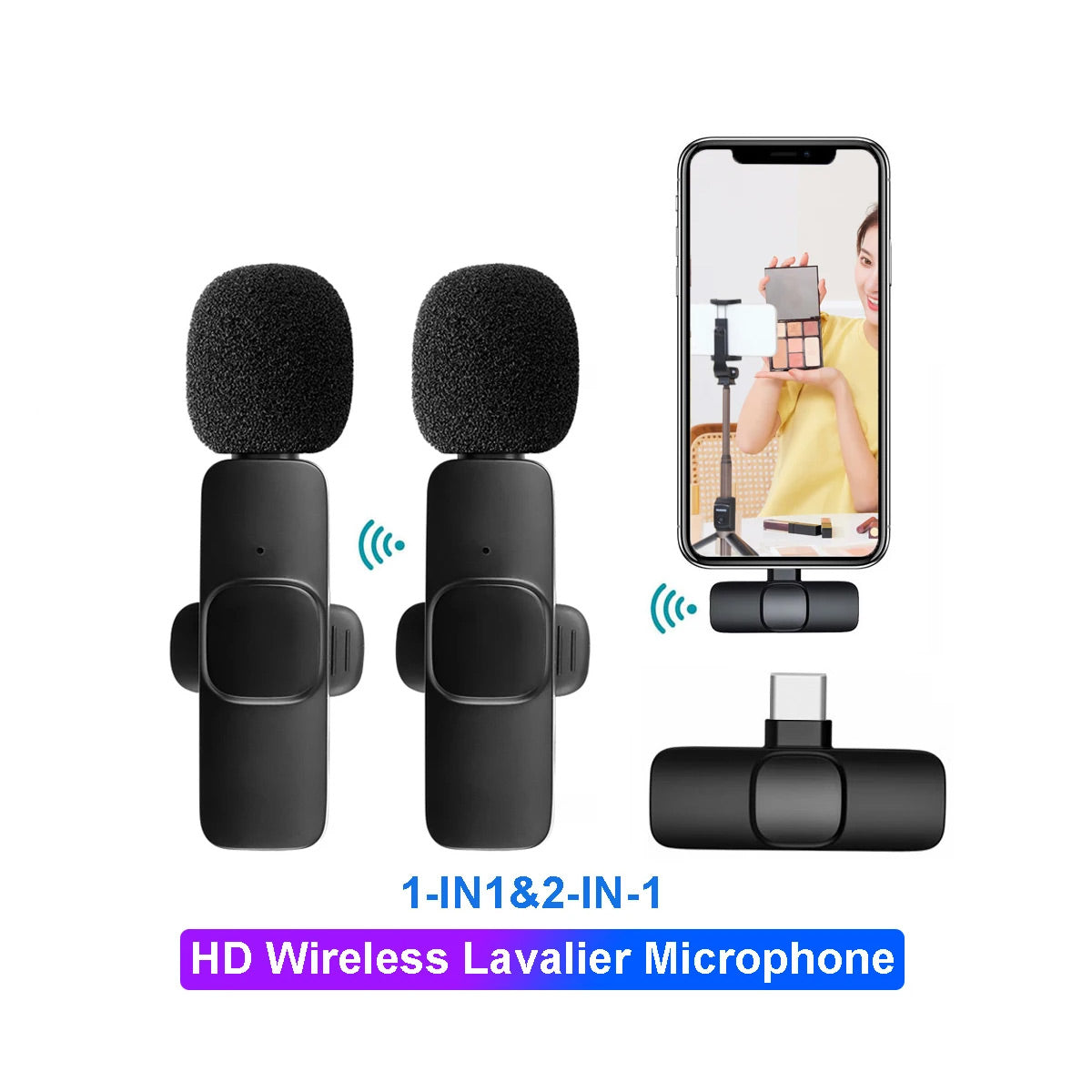 Micrófono Lavalier inalámbrico K9 Doble USB Tipo C