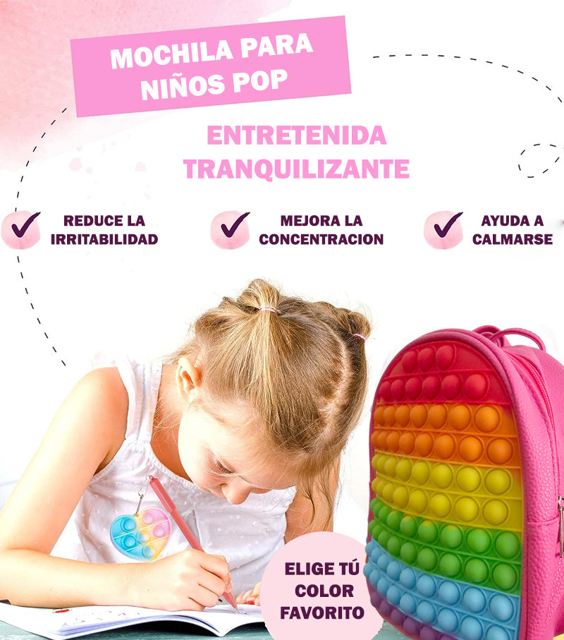 Mochila Para Niñas Con Pop It - Antiestrés Color Fucsia