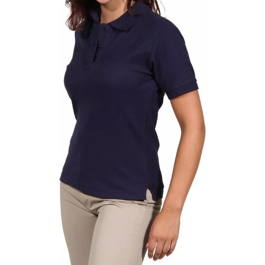 Polera Manga Corta Pique Azul Marino Para Mujer