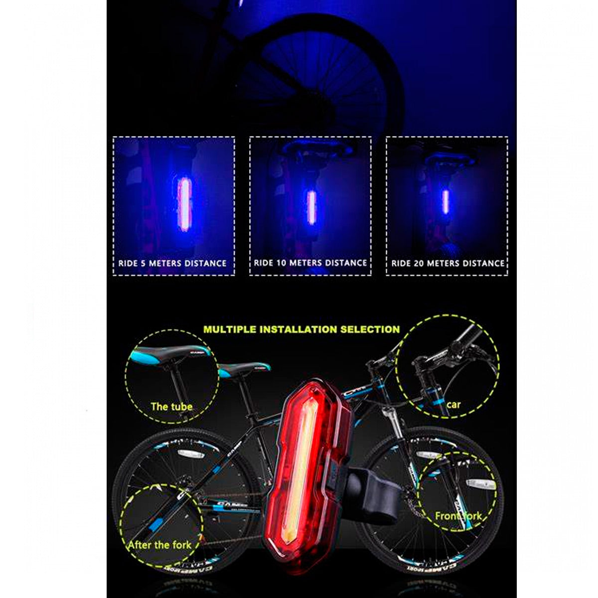 Linterna Luz Led 100 Lumenes USB de seguridad Luz Roja y Luz Azul Recargable