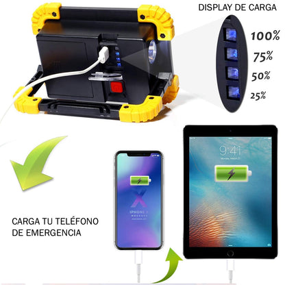 Linterna y lampara de emergencia y Trabajo Cob 20W Portable - Powerbank