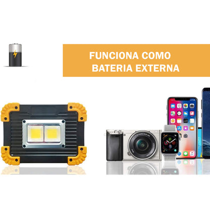 Linterna y lampara de emergencia y Trabajo Cob 20W Portable - Powerbank